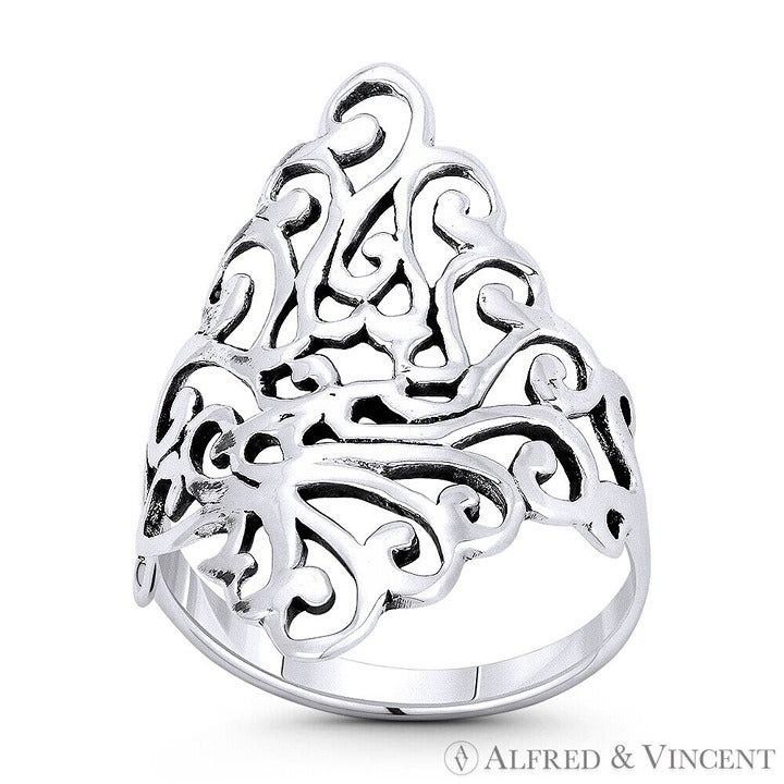 Other Filigree Swirl Plant Vine Lover Charm Wide Ring Size 6 Size ONE SIZE - 1 Preview
