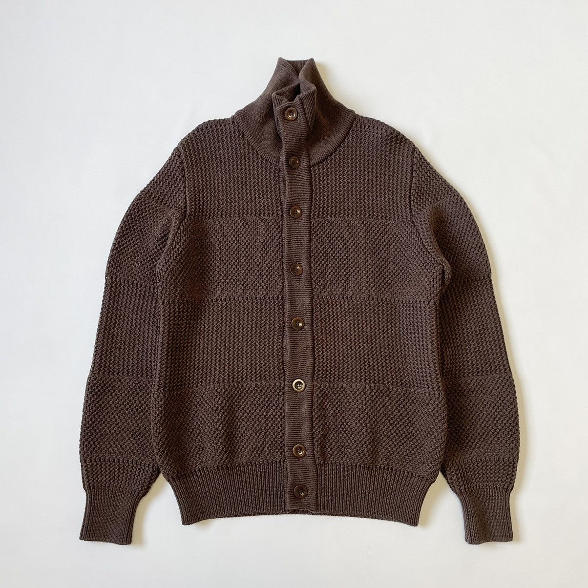 Maison Margiela A/W 09 Chunky Panelled Brown Knit Sweater Size US L / EU 52-54 / 3 - 1 Thumbnail