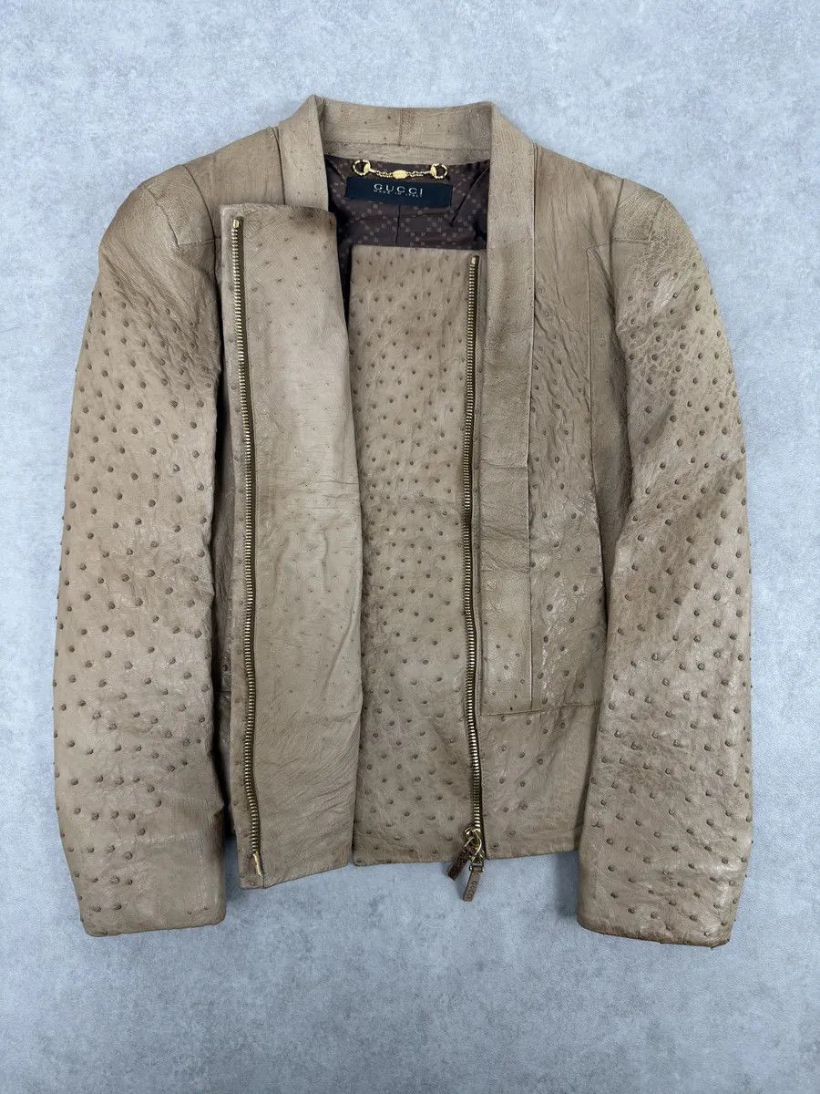Gucci FW2010 Gucci Beige Asymmetrical Ostrich Leather Jacket by Frida Giannini Size S / US 4 / IT 40 - 7 Thumbnail