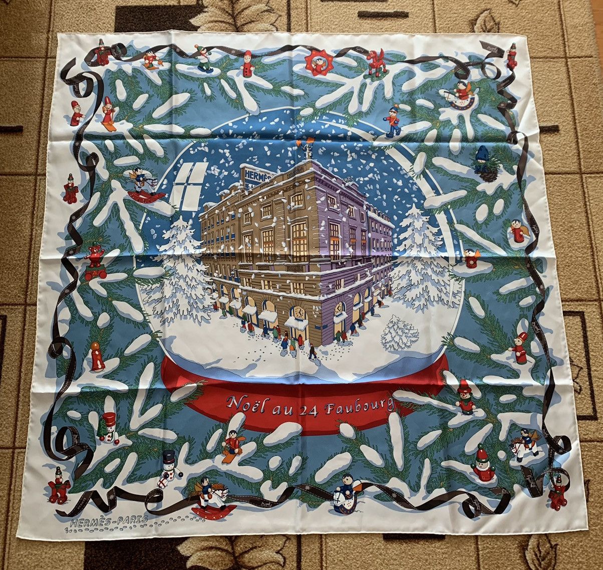 image of Hermes Noel Au 24 Faubourg Silk Scarf Luxury in Mix, Women's