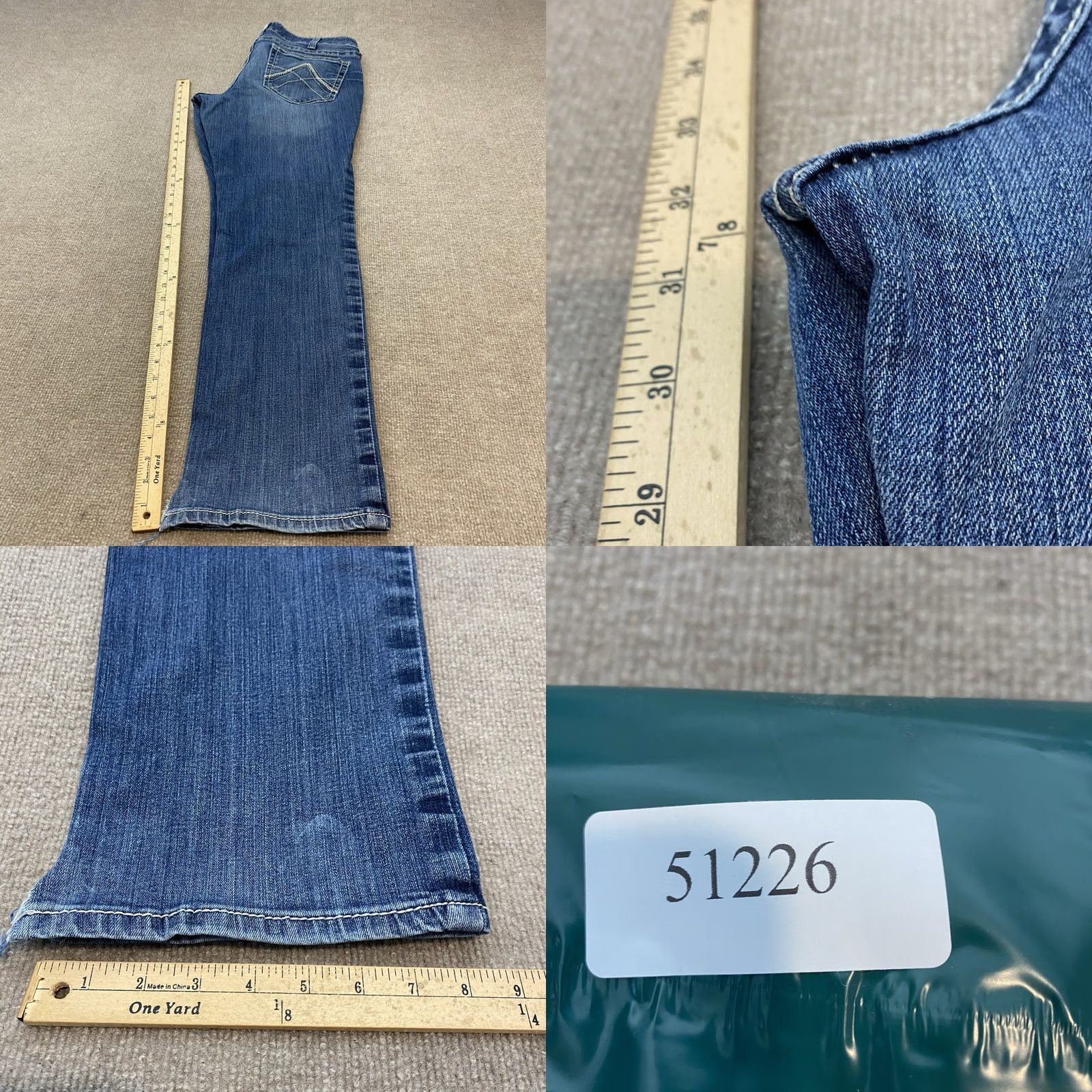 Ariat Ariat REAL Bootcut Jeans Womens 33 R Stretch Western Distressed Missing Button Size 24" / US 00 / IT 34 - 9 Thumbnail
