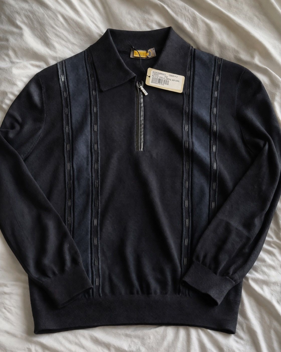 Zilli Zilli Zip Knit Polo IT52 Black Wool Blend Italy Size US L / EU 52-54 / 3 - 2 Thumbnail