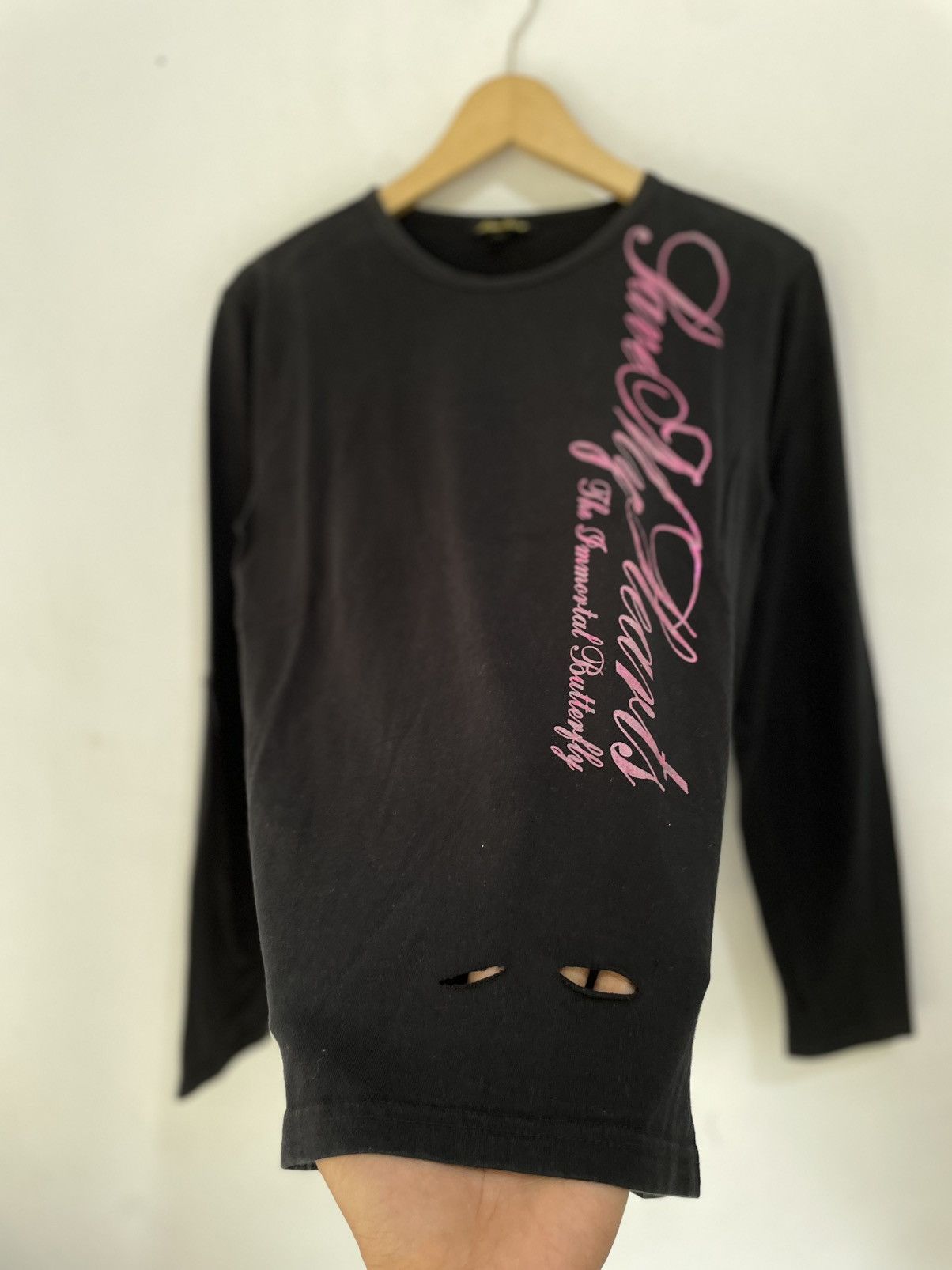 Japanese Distressed Longsleeve Poem Skull