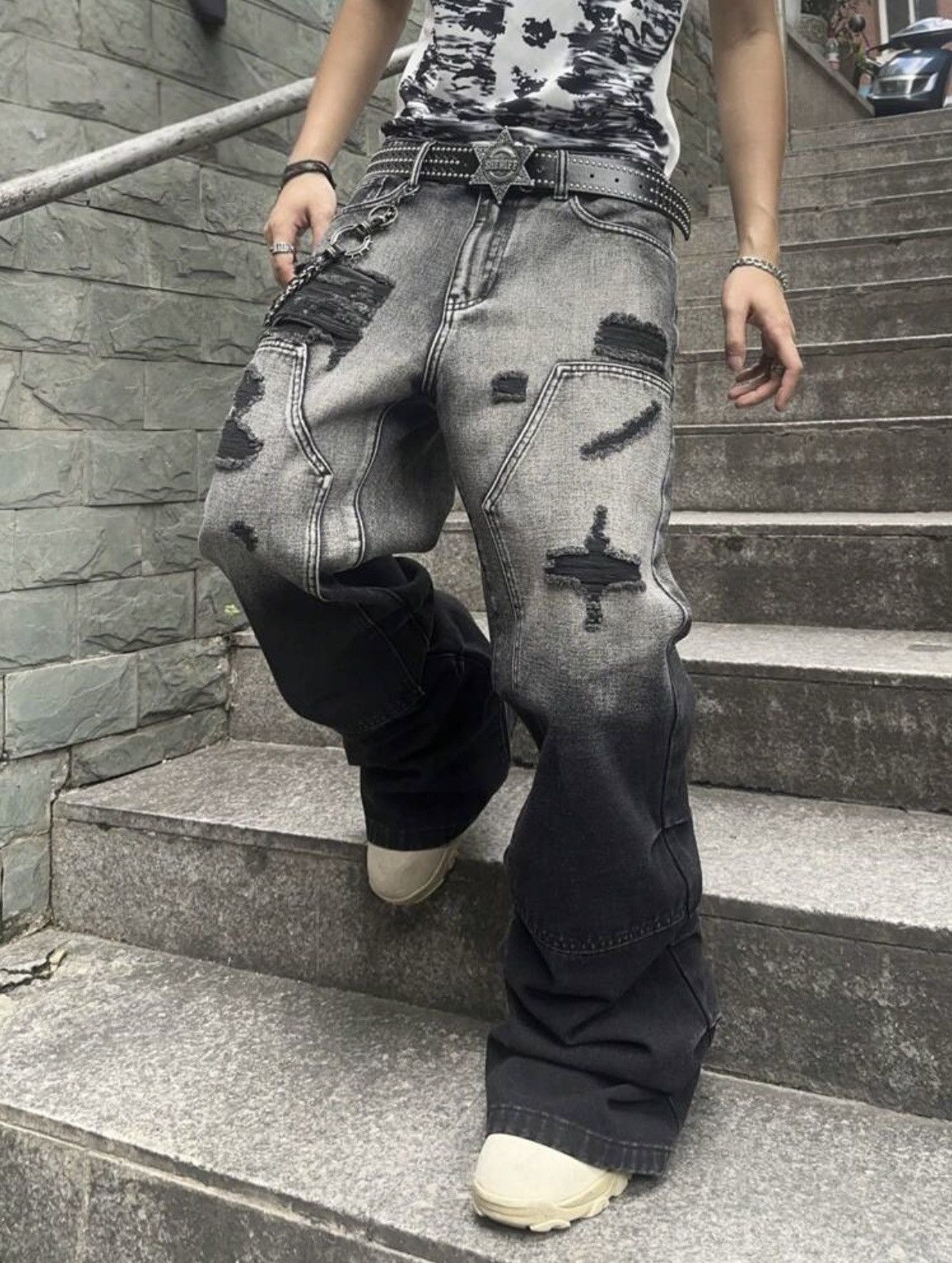 Other Y2k ripped baggy flared jeans Size US 34 / EU 50 - 3 Thumbnail