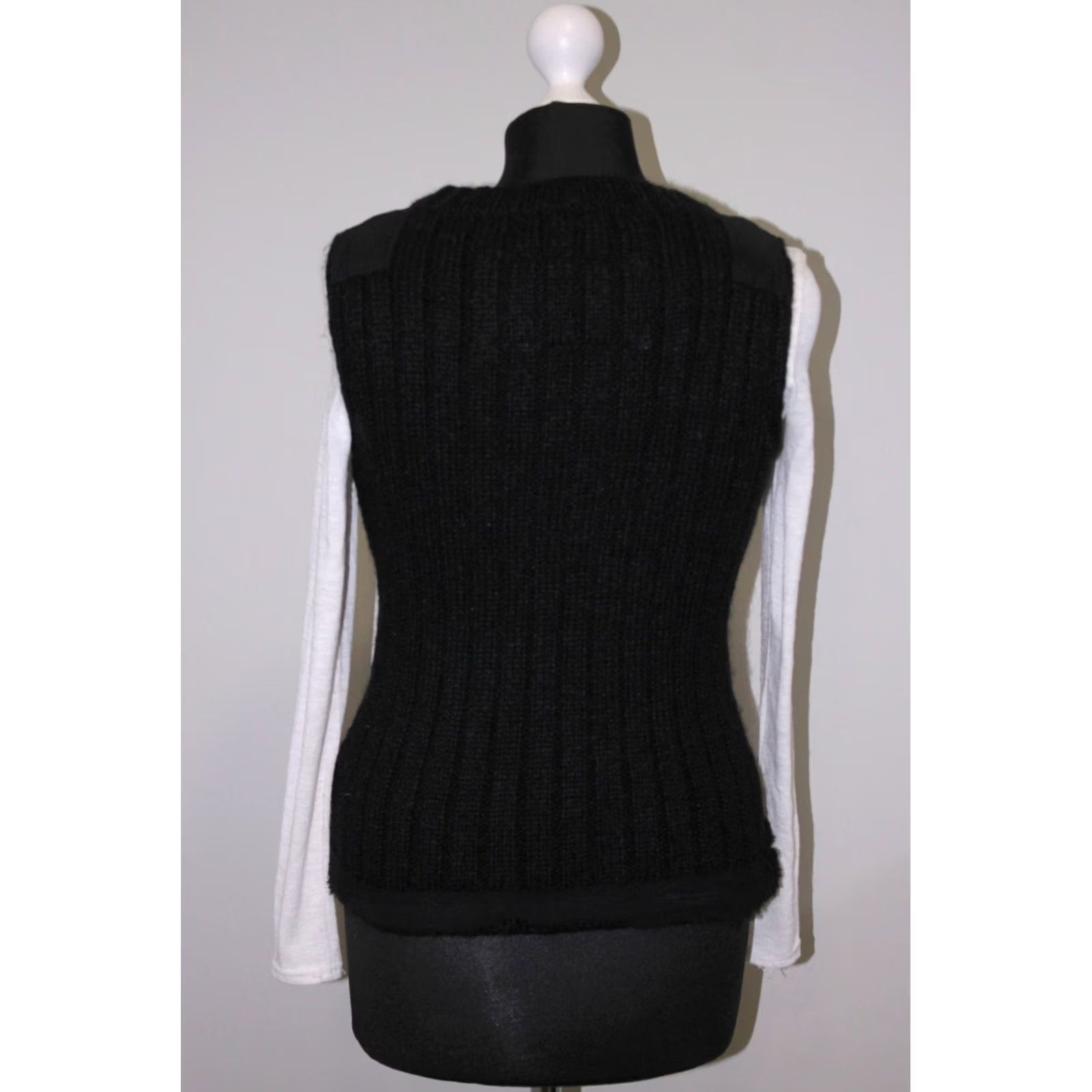Diesel Diesel Vest Shirt Women's Mohair Silk Cotton Blend L Black Round Neck Wool Vest - Womens Diesel Vest L Black Size L / US 10 / IT 46 - 4 Thumbnail