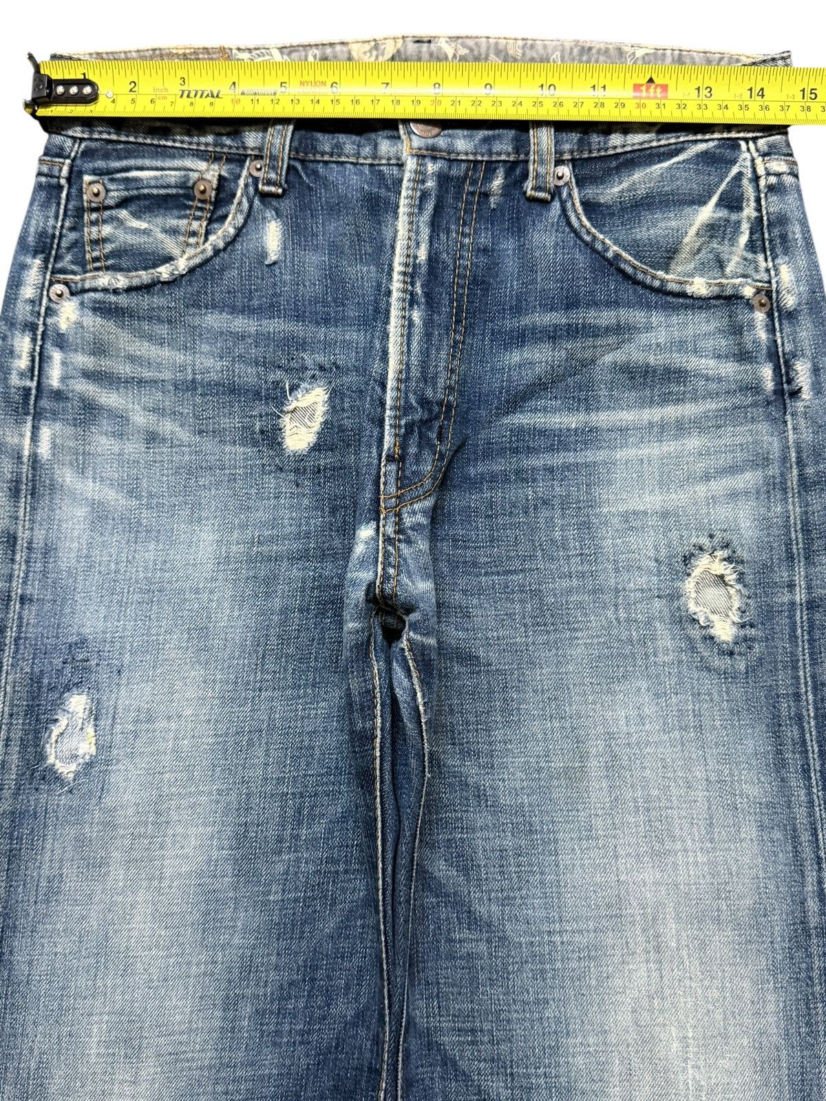 Sugar Cane Vintage Japanese Brand Faded Wash Clawmark Distress Loose Size US 29 - 11 Thumbnail
