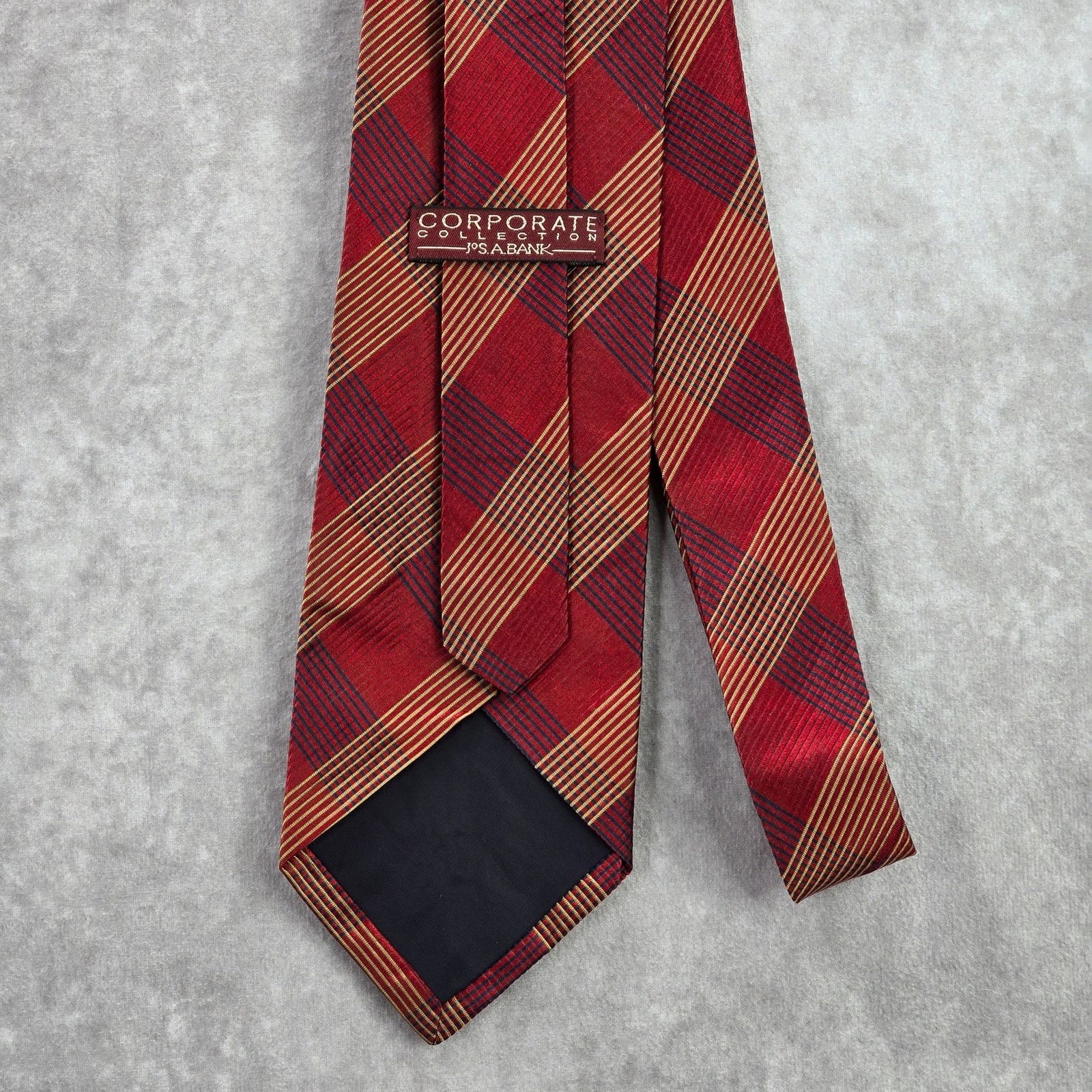 Jos. A. Bank Jos. A. Bank Corporate Red Plaid Tartan 100% Silk Neck Tie Size 28 - 3 Thumbnail