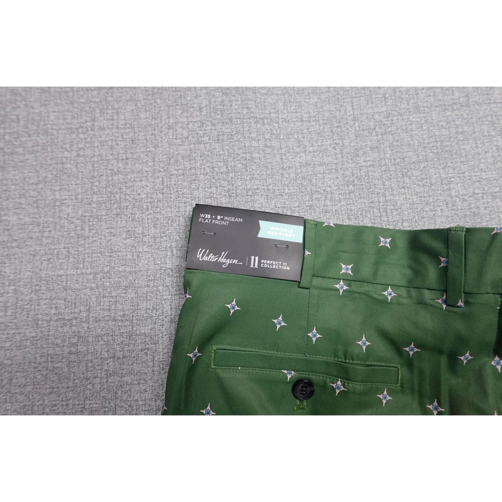 Vintage Walter Hagen Perfect 11 Shorts Mens 35 Green Geo Print Golf Stretch 9 Inseam NWT Size US 35 - 2 Thumbnail