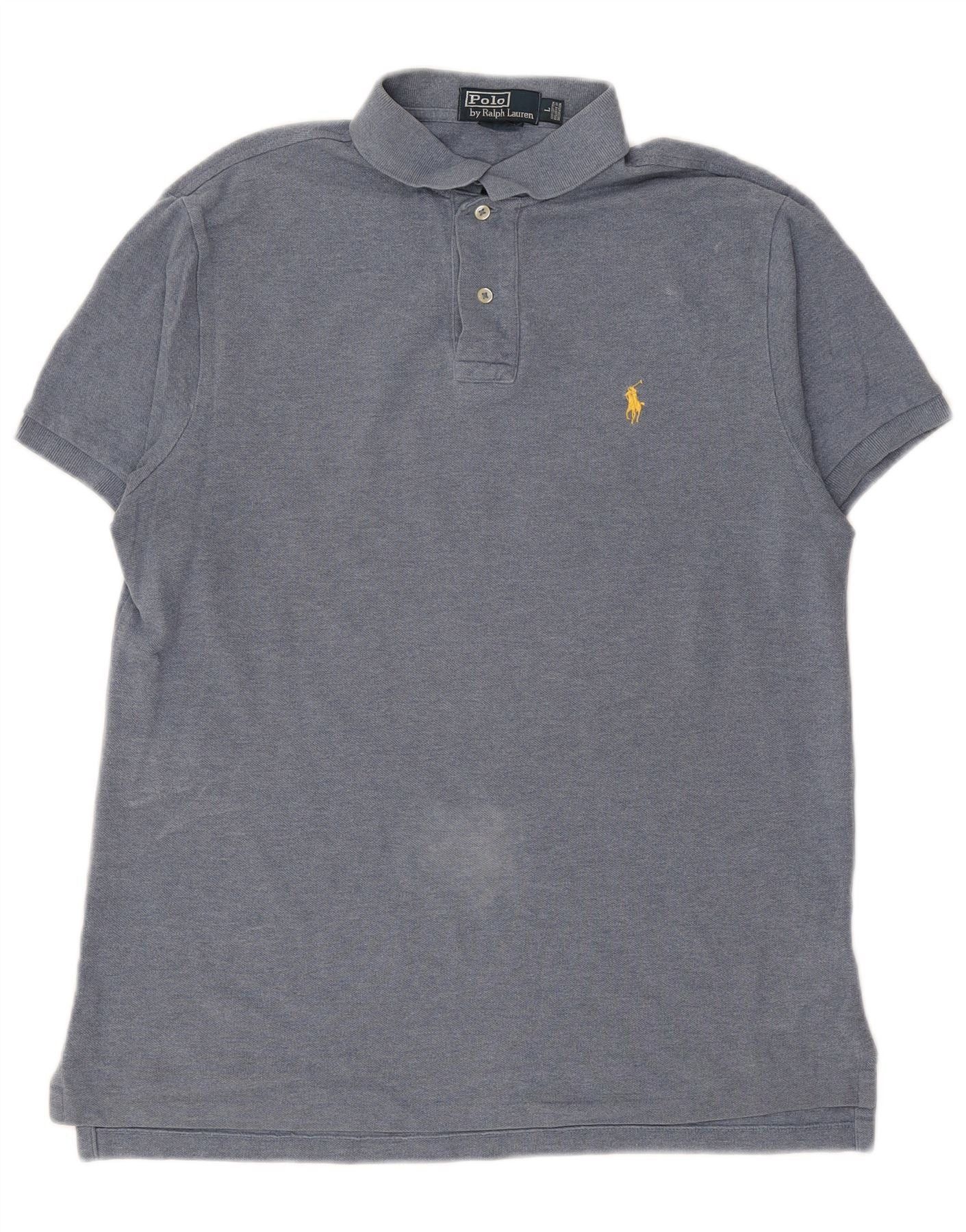 Polo Ralph Lauren Mens Slim Fit Polo Shirt Large Blue Cotton Size US M / EU 48-50 / 2 - 1 Thumbnail