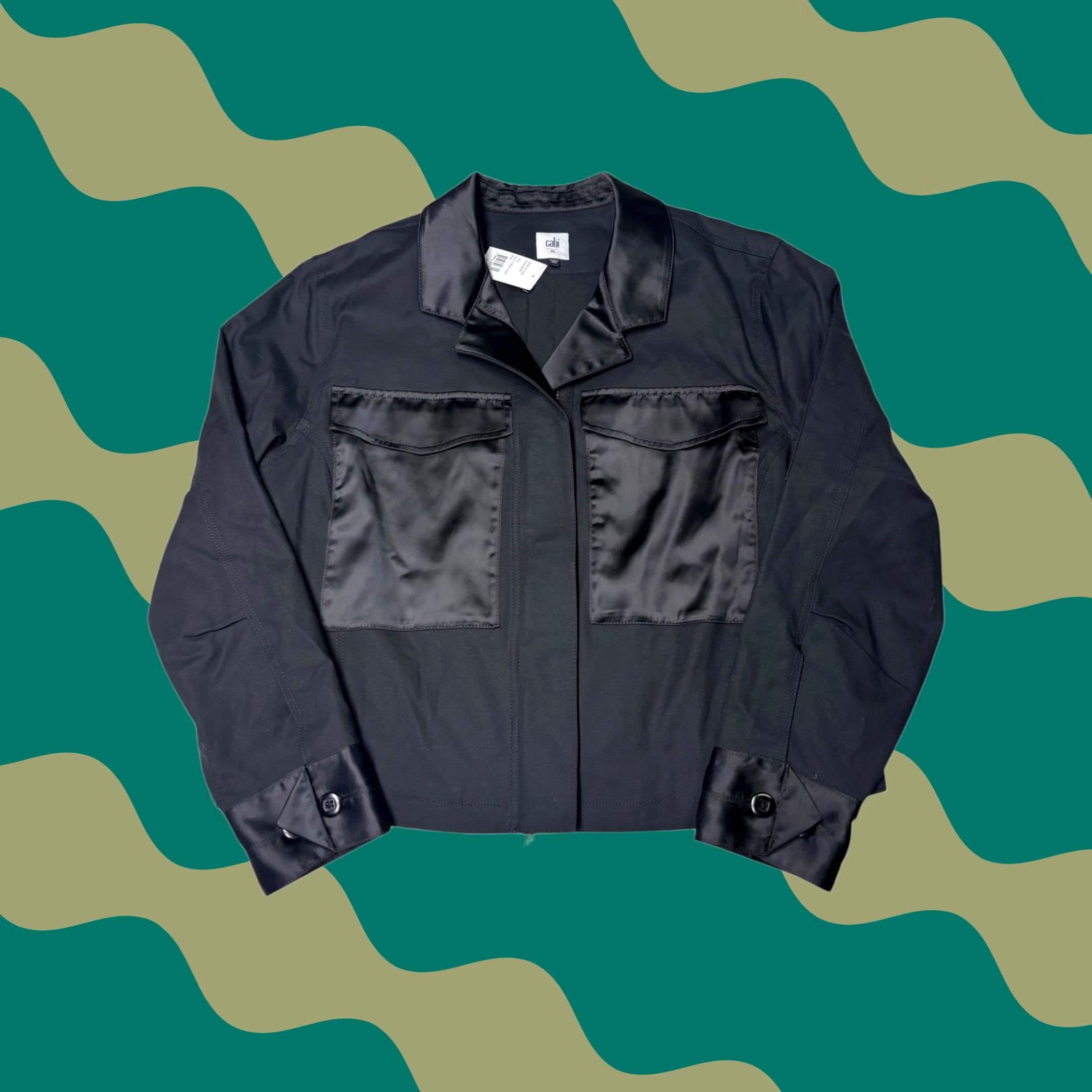 Vintage NWT CAbi Black Back in Jacket - Satin Trim Utility Style XL Womens Size XL / US 12-14 / IT 48-50 - 1 Thumbnail