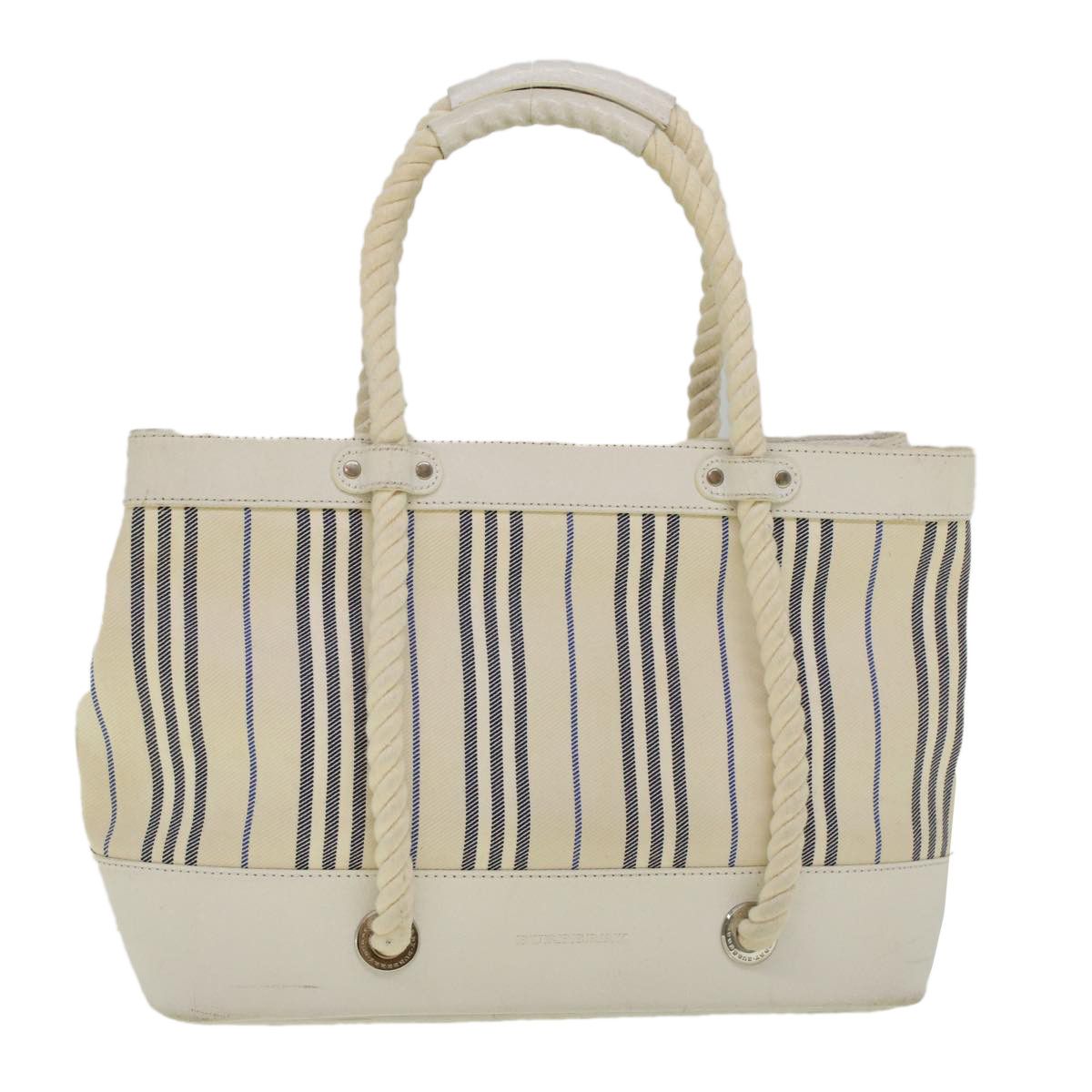 image of Burberry Stripe Tote in Beige, Women's