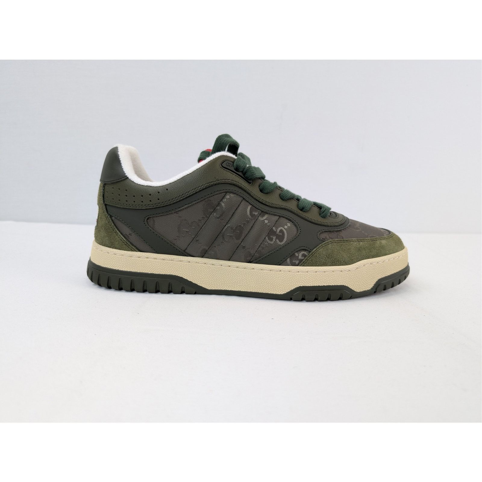Gucci o1rshd1 GG Supreme fabric and suede Re-Web sneaker in green Size US 9 / EU 42 - 4 Thumbnail