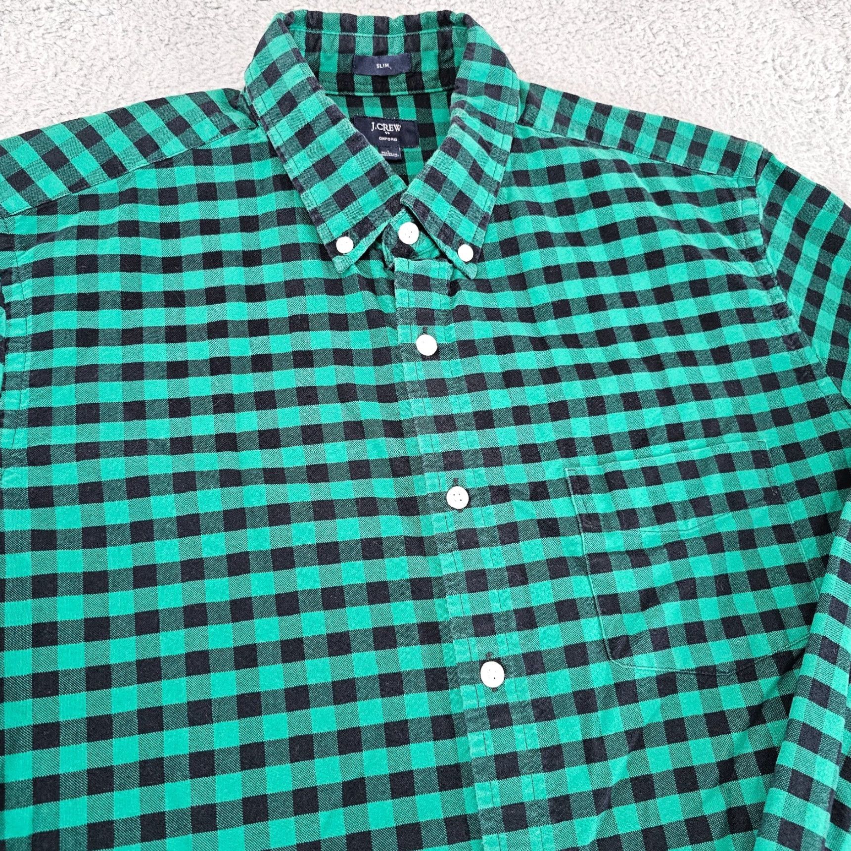 J.Crew J.CREW Shirt Mens L Green Plaid Slim Fit Button-Up Oxford Casual Preppy Shirt Size US L / EU 52-54 / 3 - 2 Thumbnail