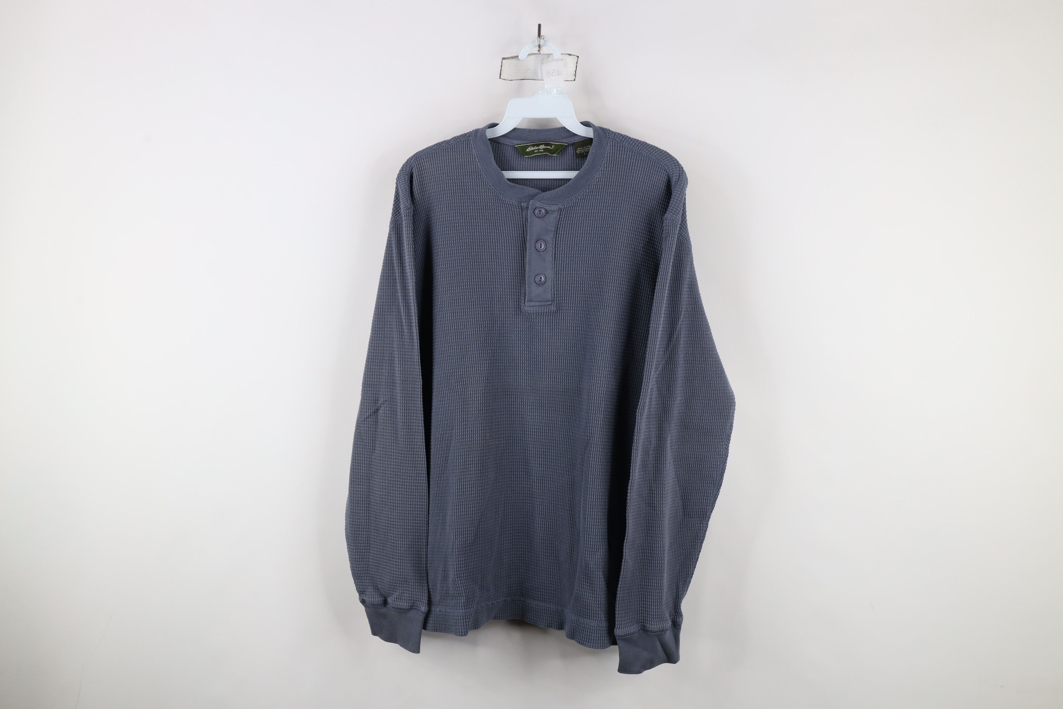 Eddie Bauer Vintage Eddie Bauer Thermal Waffle Knit Henley T-Shirt Blue Size US L / EU 52-54 / 3 - 1 Thumbnail
