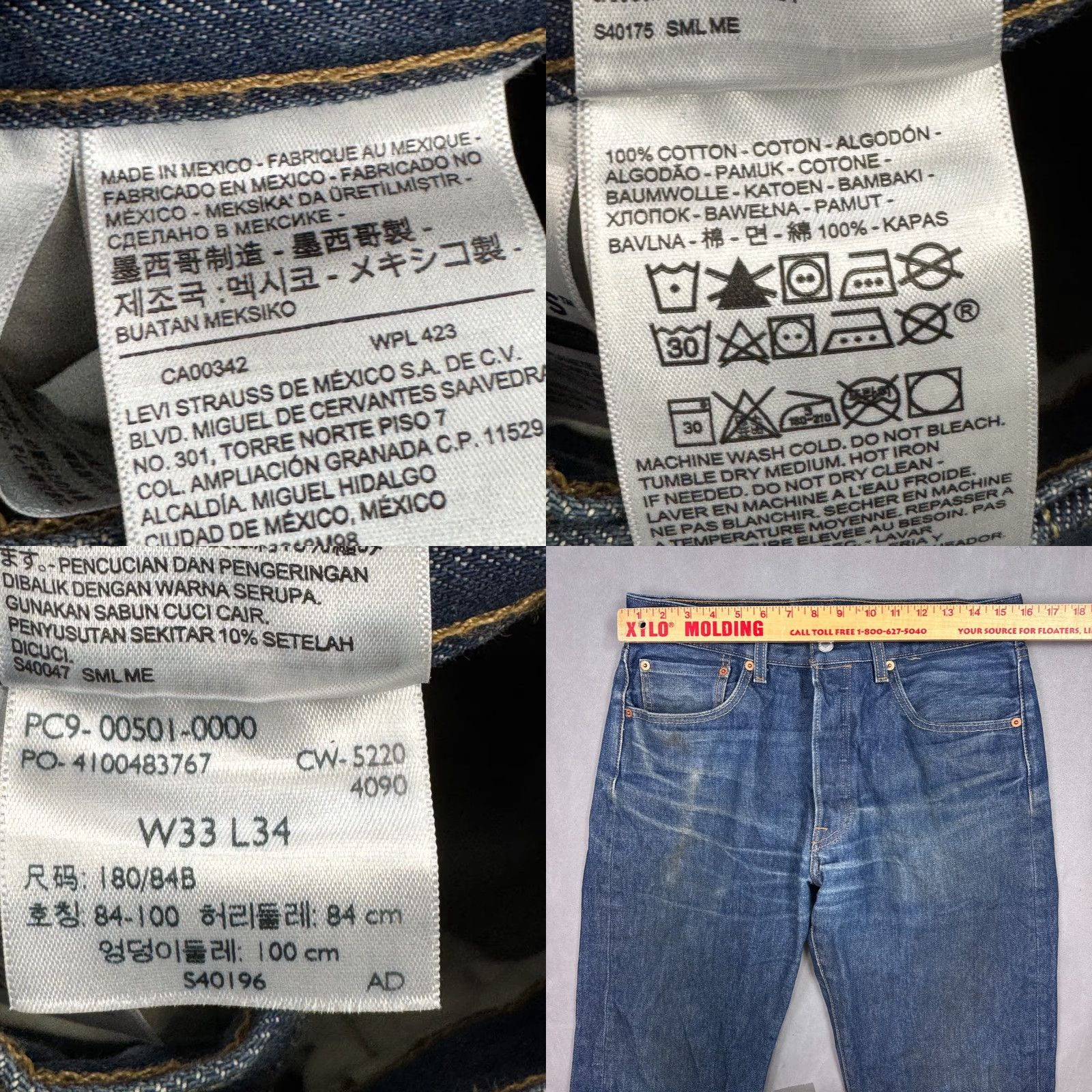 Levi's Levi's 501 Jeans Mens 32x29 Blue Denim Pants Button Fly Straight Classic Wash Medium 90s? No Vintage No Womens Mens Size US 33 - 9 Thumbnail