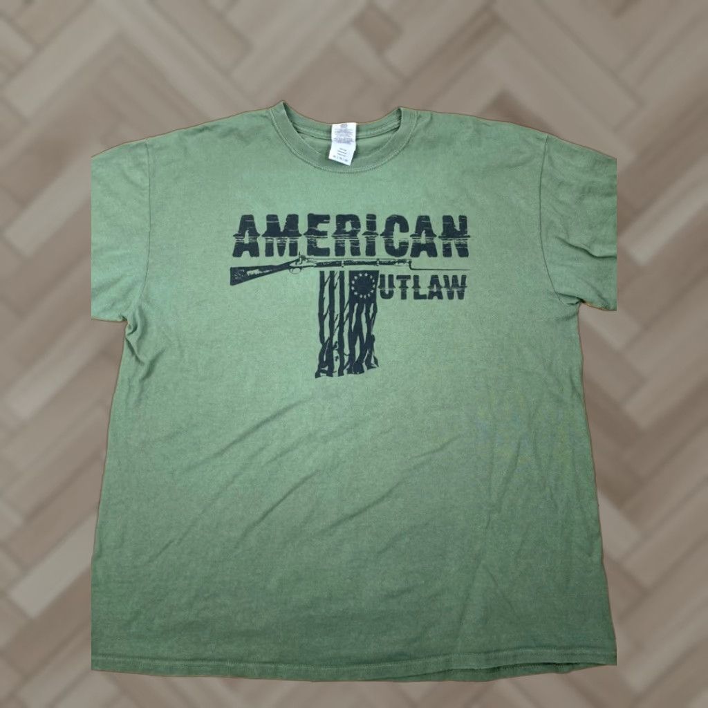 Gildan Gildan T-Shirt Green XL Short Sleeve Crew Neck Men American Outlaw #3088 Size US XL / EU 56 / 4 - 1 Thumbnail