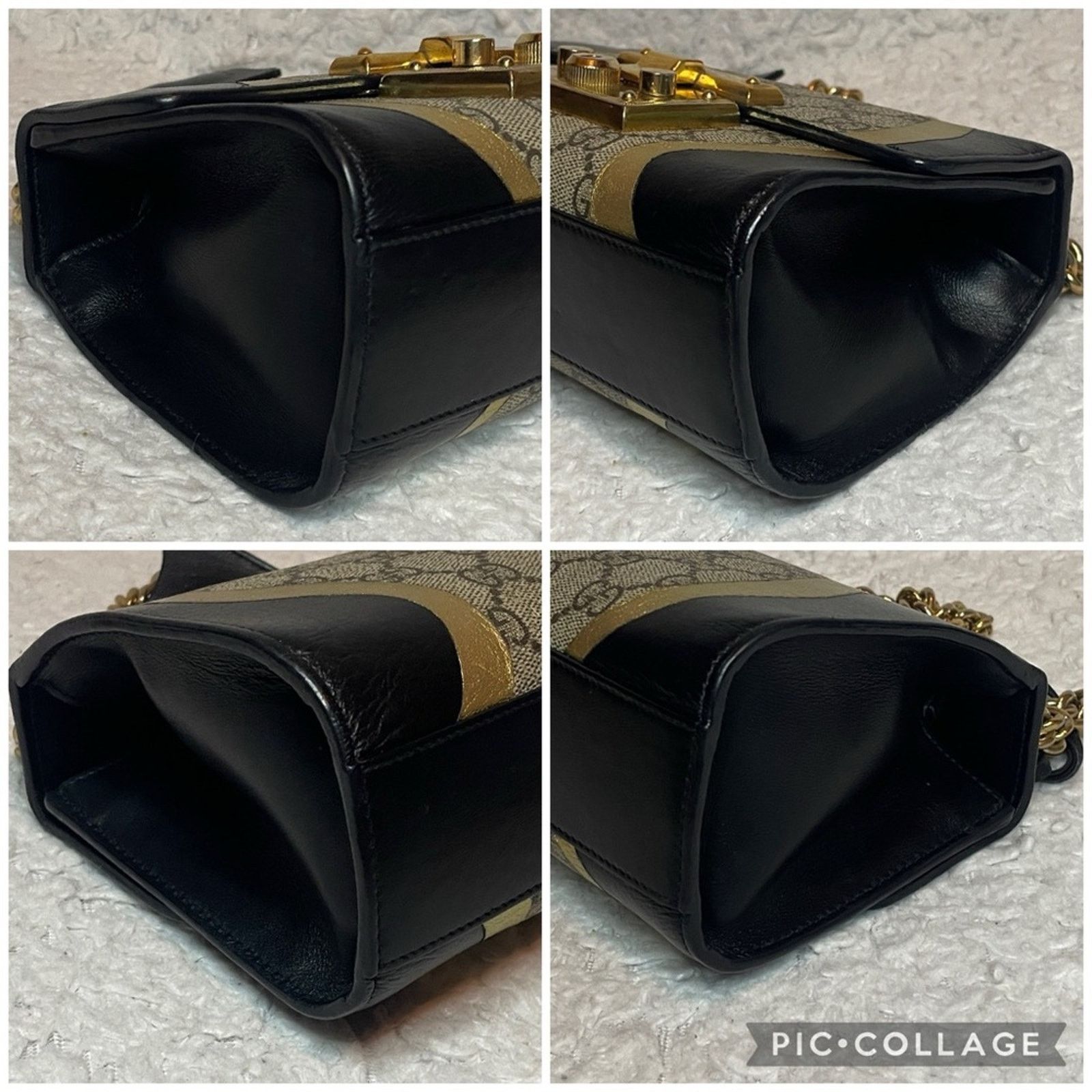 Gucci Gucci Padlock GG Supreme Chain Bag Black/Gold Size ONE SIZE - 11 Thumbnail