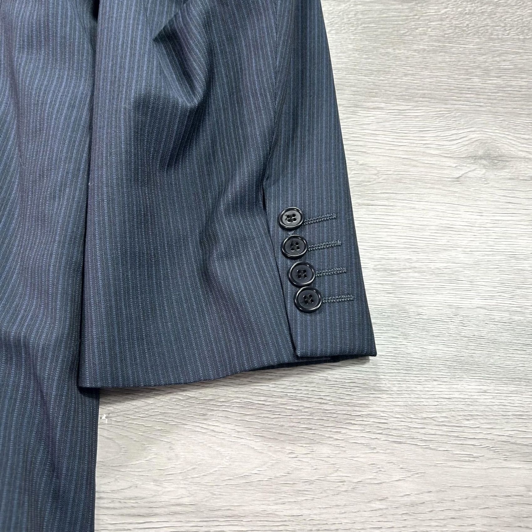 Pronto Uomo VINTAGE? No. Pronto Uomo Signature Blazer Mens 46R Navy Pinstripe Made in Italy Super 110s Size 46R - 4 Thumbnail