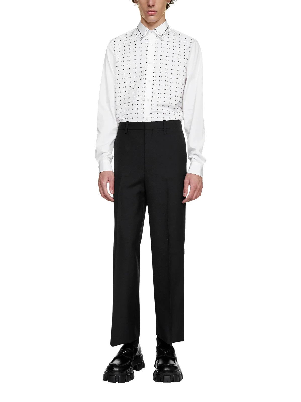 Prada o1mt1gz0225 Stud Embellished Party Shirt in White/Silver Size US L / EU 52-54 / 3 - 5 Thumbnail