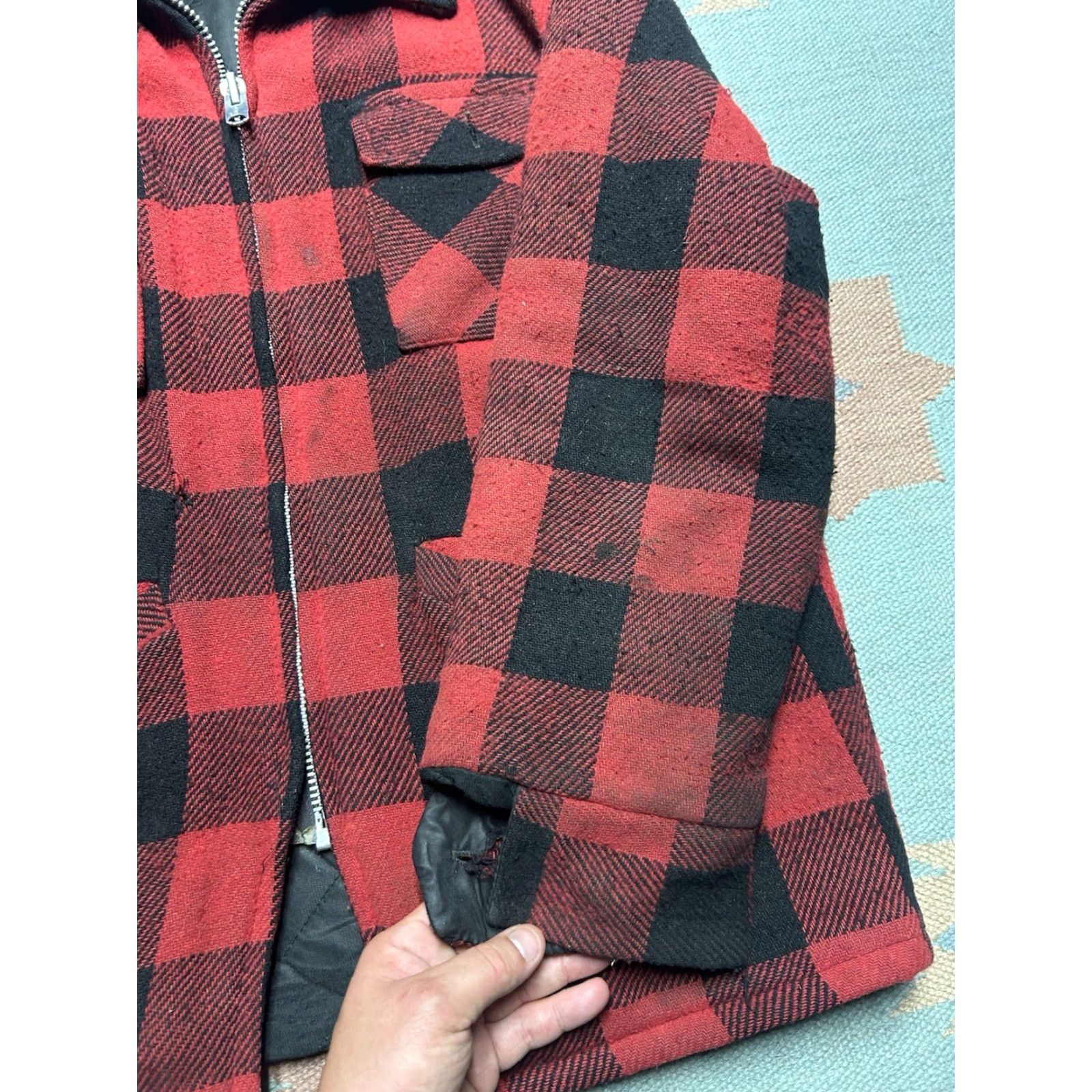 Vintage VINTAGE Buffalo Jacket Wool Zip Plaid Weatherguard Quilt Lined Large 50s 60s Red Mens Size US L / EU 52-54 / 3 - 4 Thumbnail