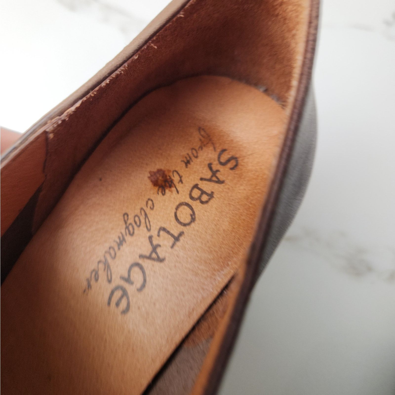 Other Vintage 80s Leather Suede Brown Heels Pumps 8-8 1/2 Sabotage Size US 8 / IT 38 - 7 Thumbnail