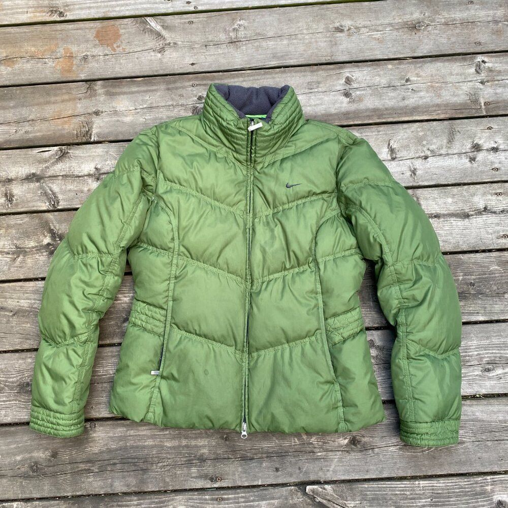 Nike × Vintage Vintage Y2K Gray Tab Nike Puffer Jacket Olive Green Medium Size M / US 6-8 / IT 42-44 - 3 Thumbnail