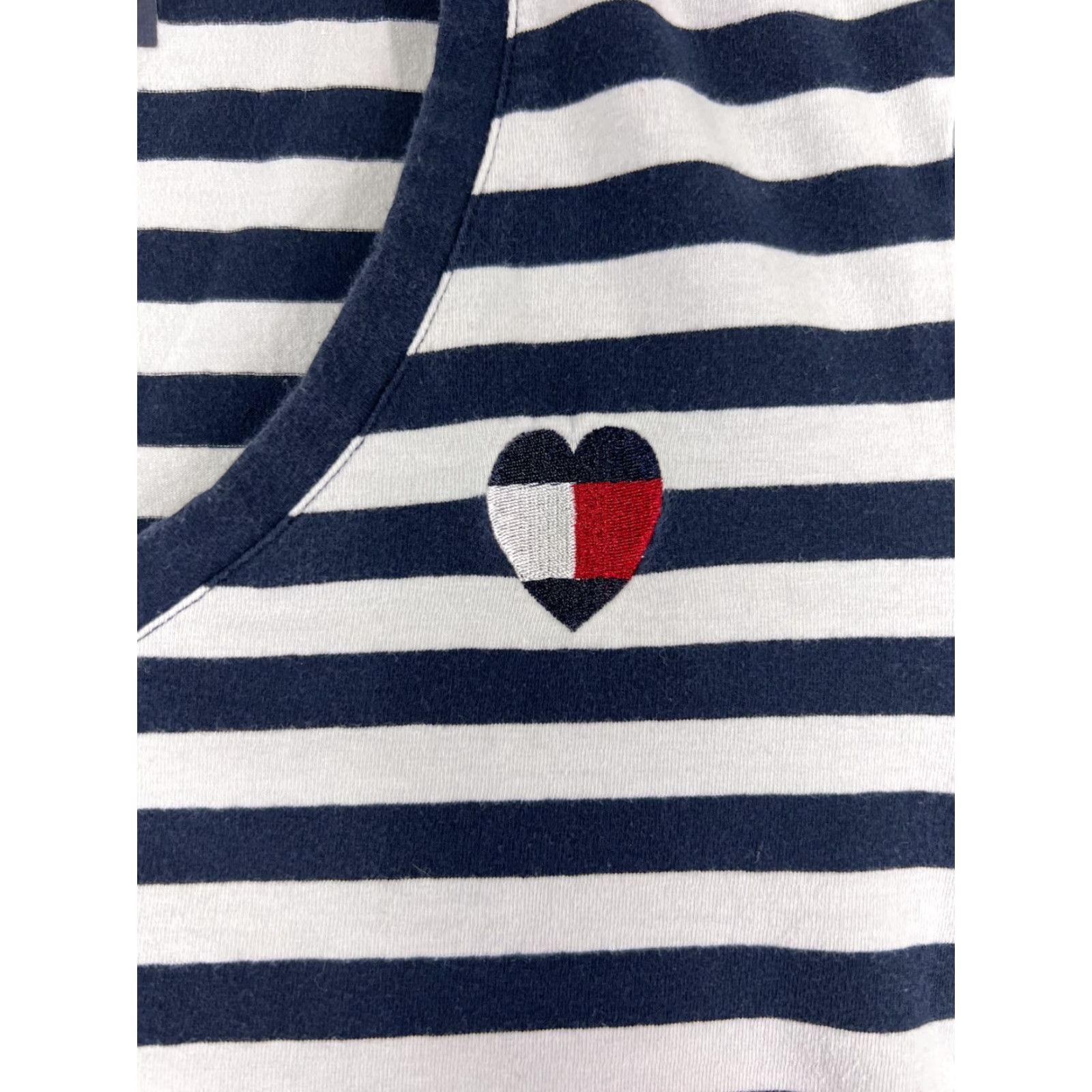 Tommy Hilfiger Tommy Hilfiger Shirt Womens Extra Large Blue Striped Petite Heart Embroidered Size XL / US 12-14 / IT 48-50 - 6 Thumbnail