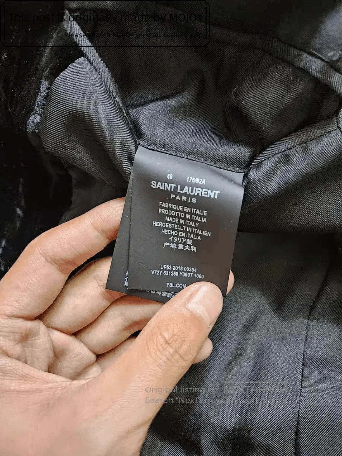 Saint Laurent Paris Sz 46 Saint Laurent Paris Velvet Black Pattern Jacket. Size US S / EU 44-46 / 1 - 6 Thumbnail