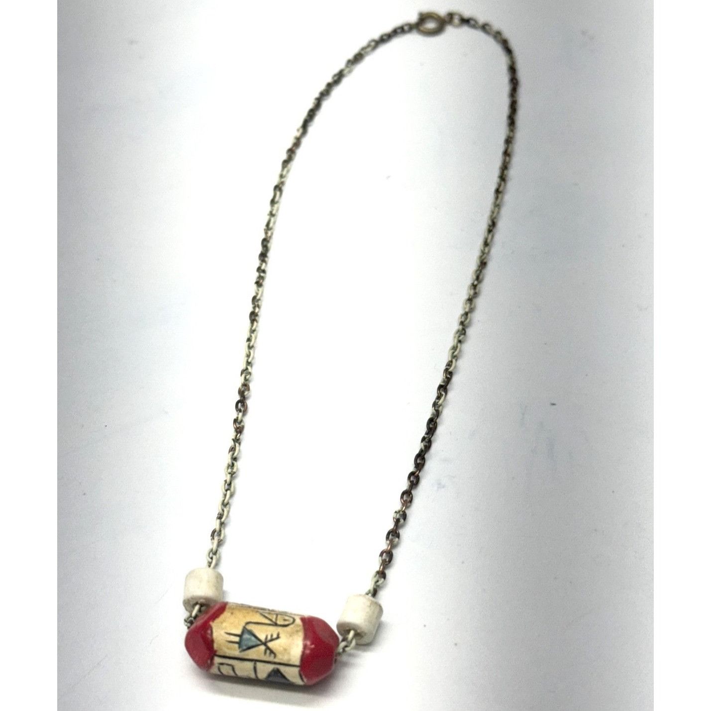 Vintage Vintage clay bead enamel chain necklace Size ONE SIZE - 1 Thumbnail
