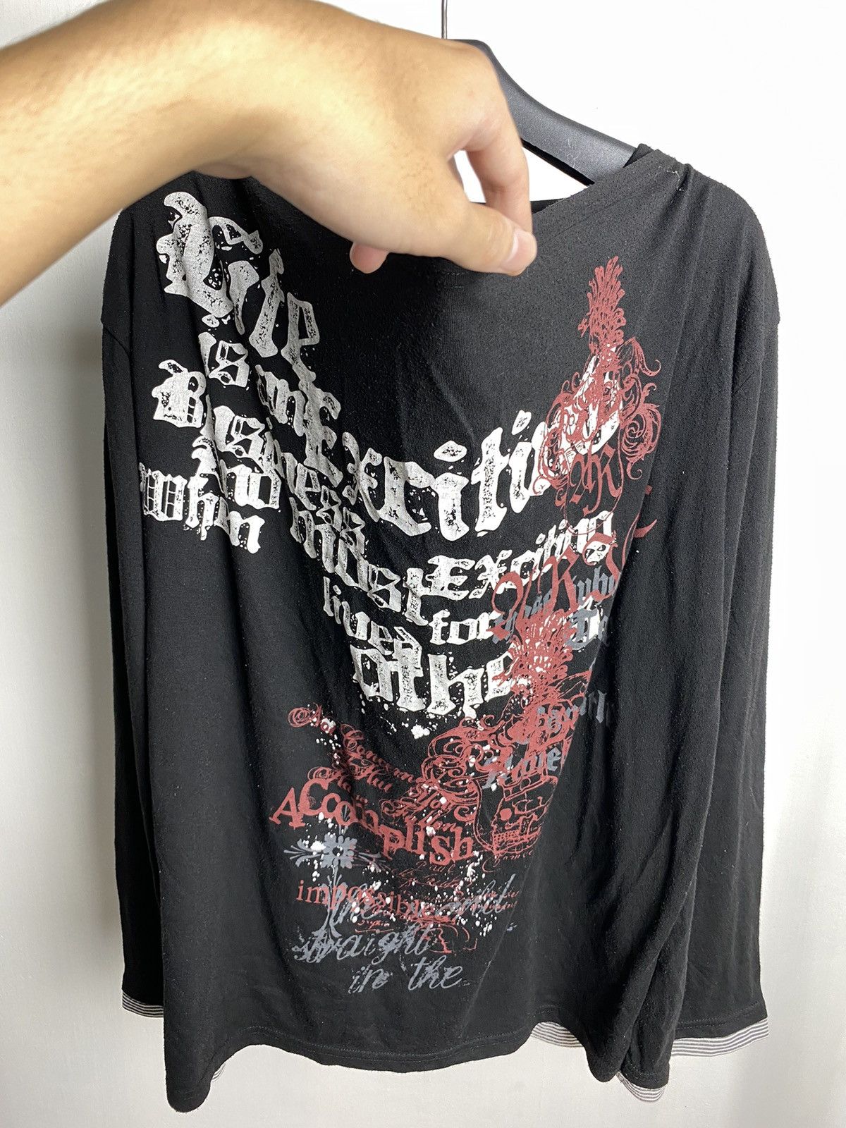If Six Was Nine × Japanese Brand × Le Grande Bleu (L.G.B.) Not Alone Poem Double Layer Gothic Longsleeve Size US M / EU 48-50 / 2 - 5 Thumbnail