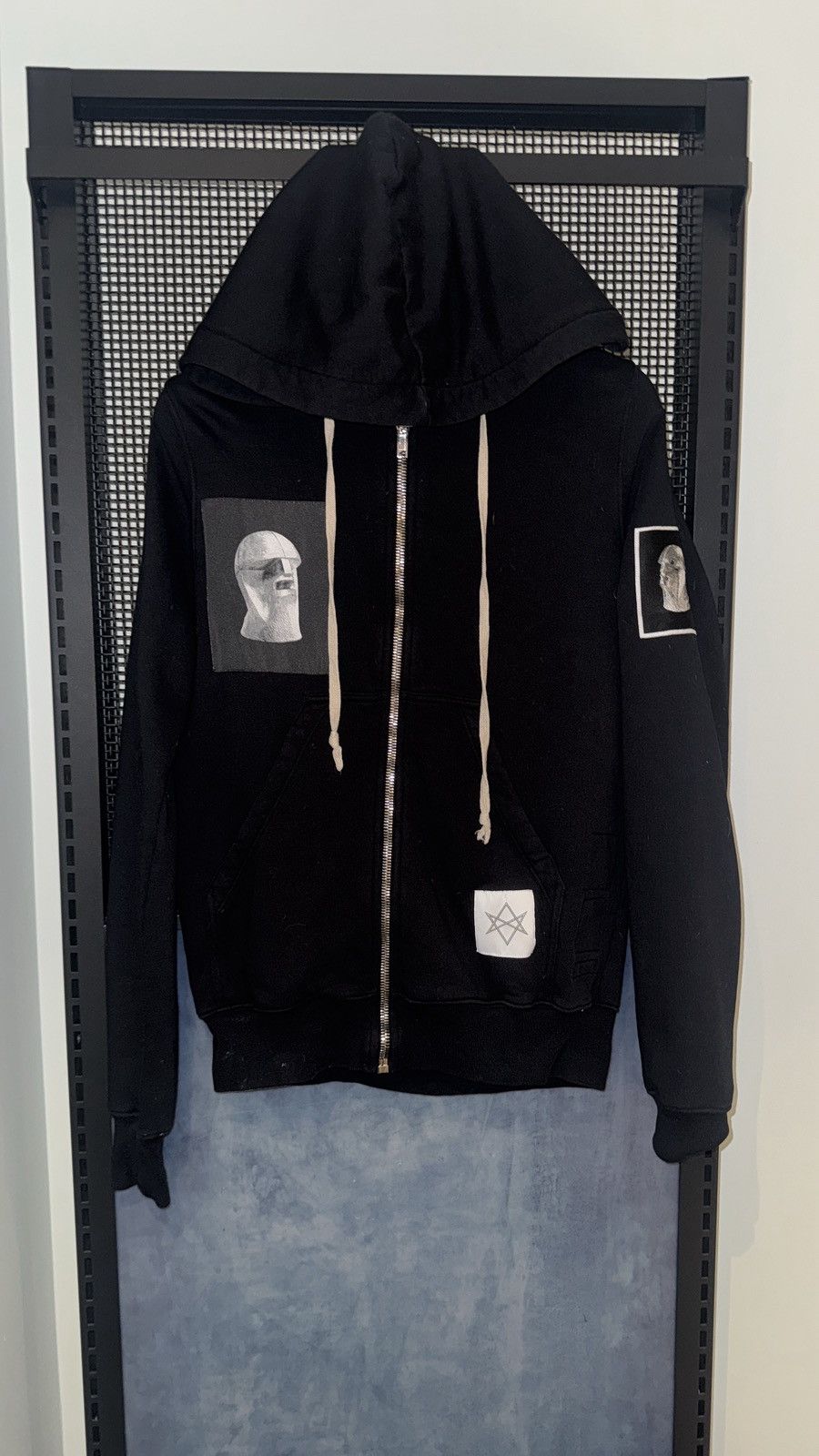 Rick Owens Drkshdw SS18 Rick Owens DRKSHDW Patched Jason Zip Up Hoodie Size US XS / EU 42 / 0 - 1 Thumbnail