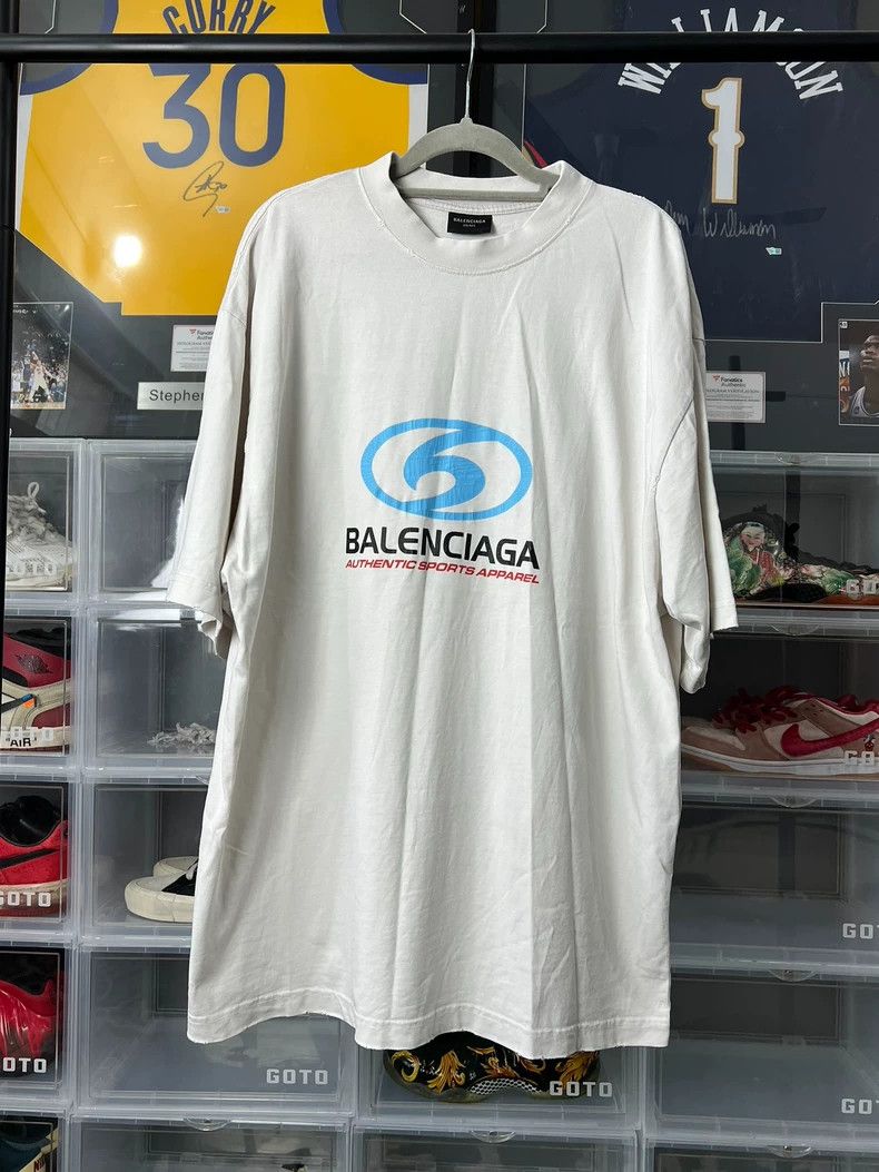 Balenciaga Balenciaga White Sports blue logo short sleeves Size US L / EU 52-54 / 3 - 1 Thumbnail