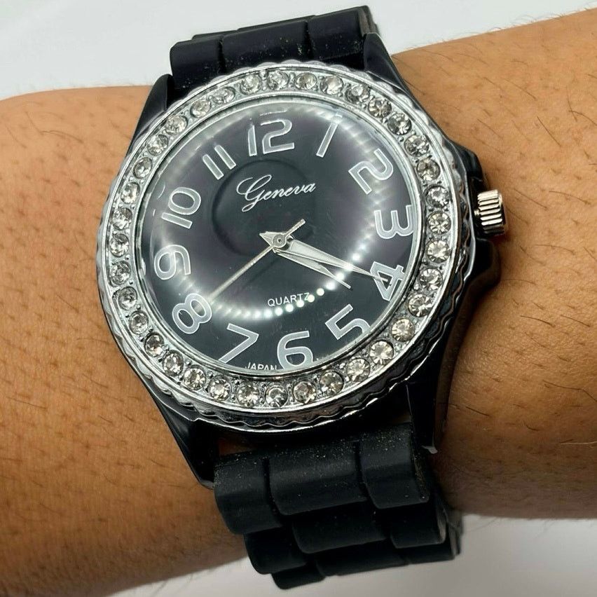 Geneva Silver & Black Men's Geneva Watch Size ONE SIZE - 2 Thumbnail