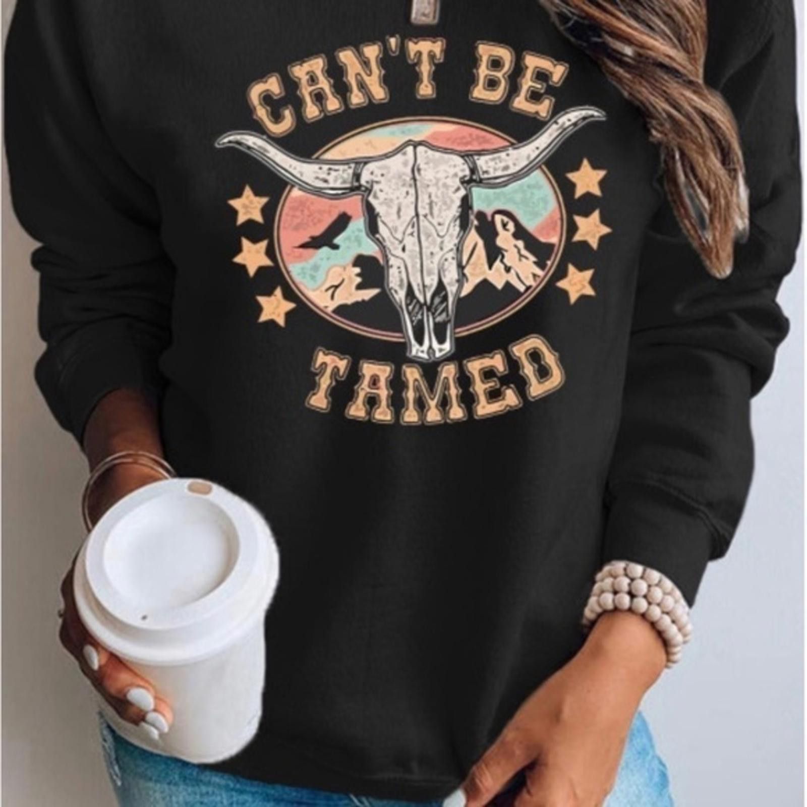 Designer Cowboy Crewneck Wester Style Sweatshirt NWT Size L / US 10 / IT 46 - 5 Thumbnail