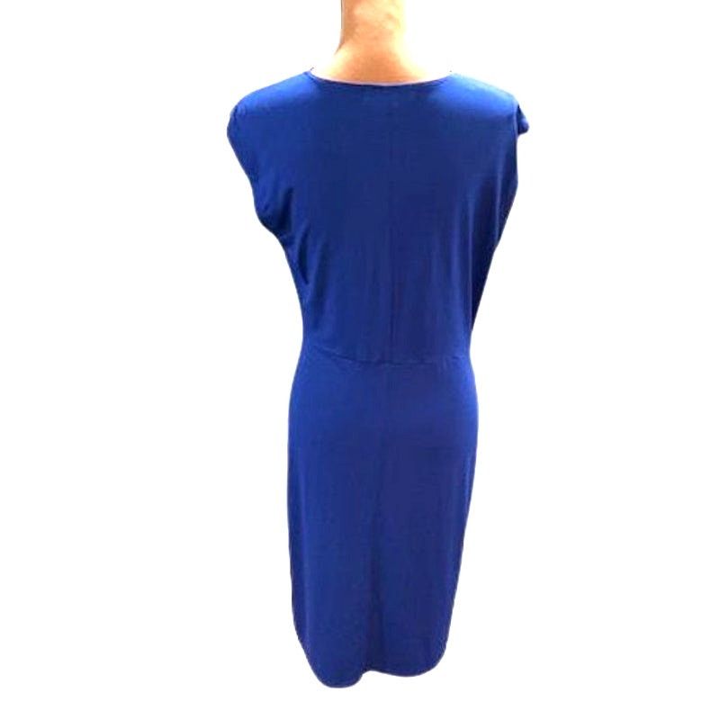 Michael Kors Michael Kors Amalfi Blue Cap Sleeve Faux Wrap Midi Dress Size M / US 6-8 / IT 42-44 - 6 Thumbnail