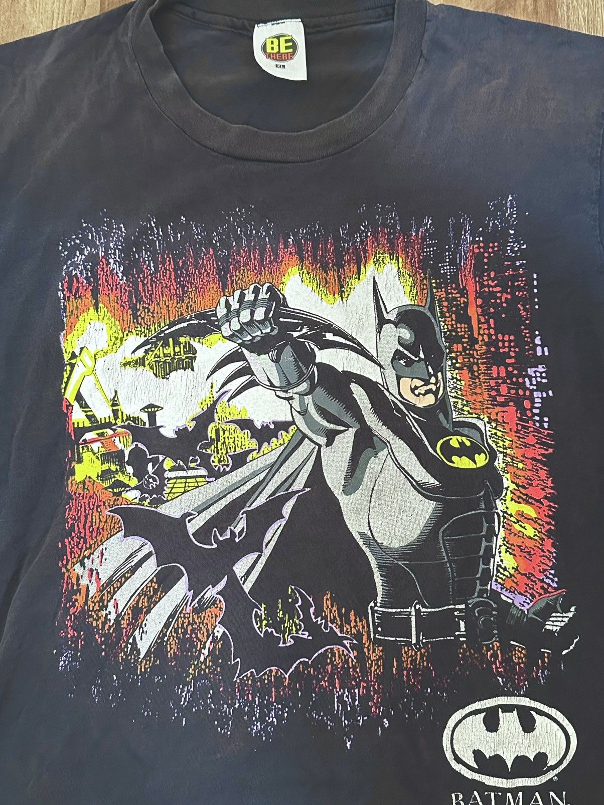 image of Vintage Batman Returns Single Stitch 1993 T Shirt in Black, Men's (Size XL)