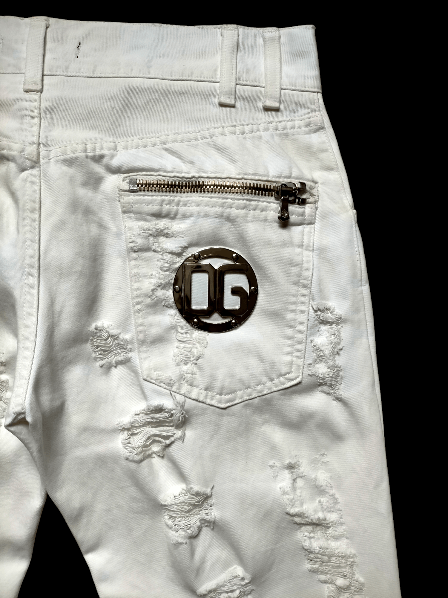 Dolce & Gabbana Dolce&Gabbana White Ripped Jeans 2005 Zipped Denim Size US 34 / EU 50 - 13 Thumbnail