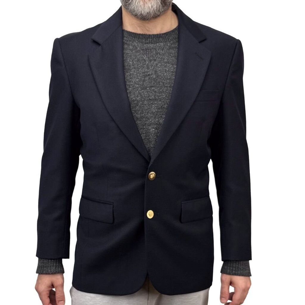 Aquascutum AQUASCUTUM Navy Blue Jacket Brass Button Luxury FLAW UK 37 s Size 38S - 1 Thumbnail