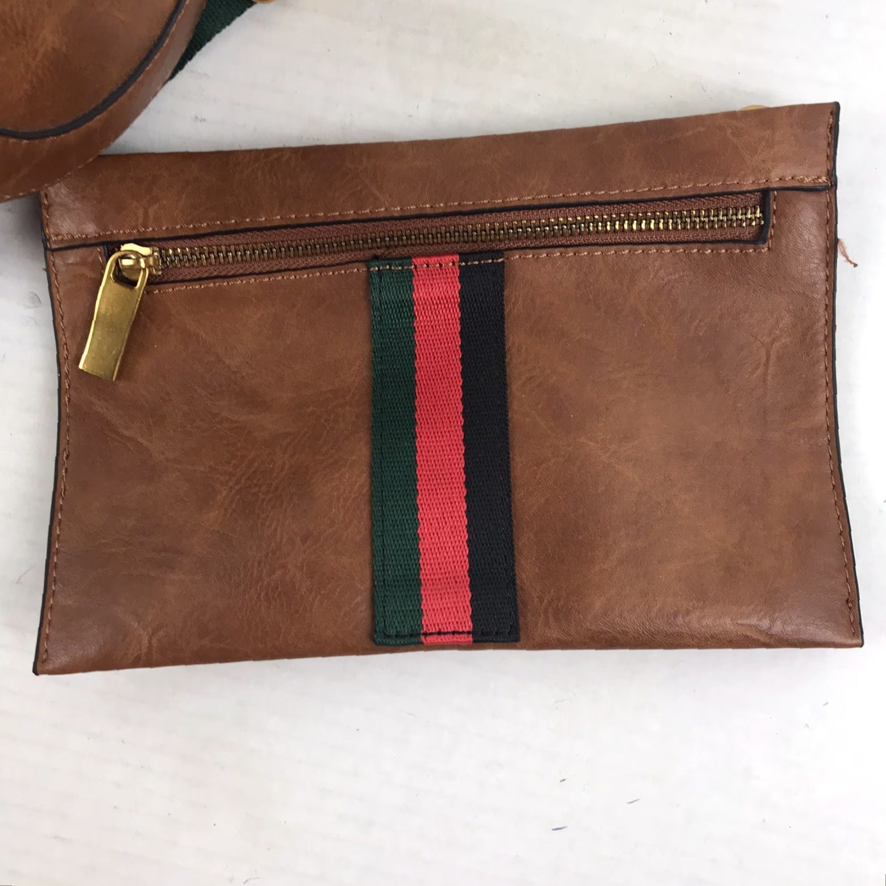 Vintage Handbag Republic Brown Faux Leather Medium Crossbody Bag with Matching Wallet, Adjustable Straps, Butterfly Appliqué, Casual/Party, Womens Size ONE SIZE - 6 Thumbnail