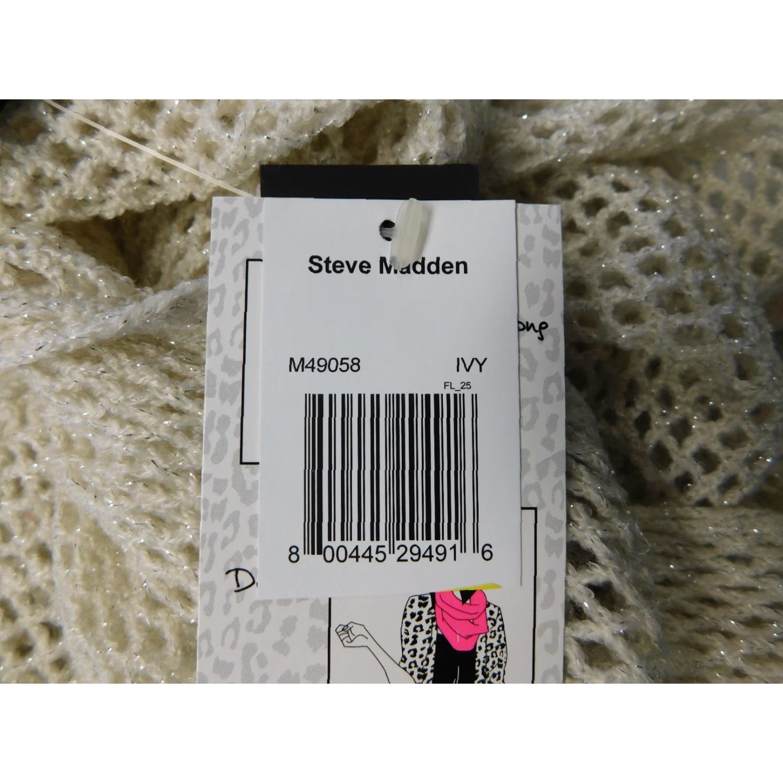 Steve Madden Steve Madden Infinity Scarf Fishnet Ivory Metallic Thread Cowl - 29" x 21" Womens Size ONE SIZE - 5 Thumbnail
