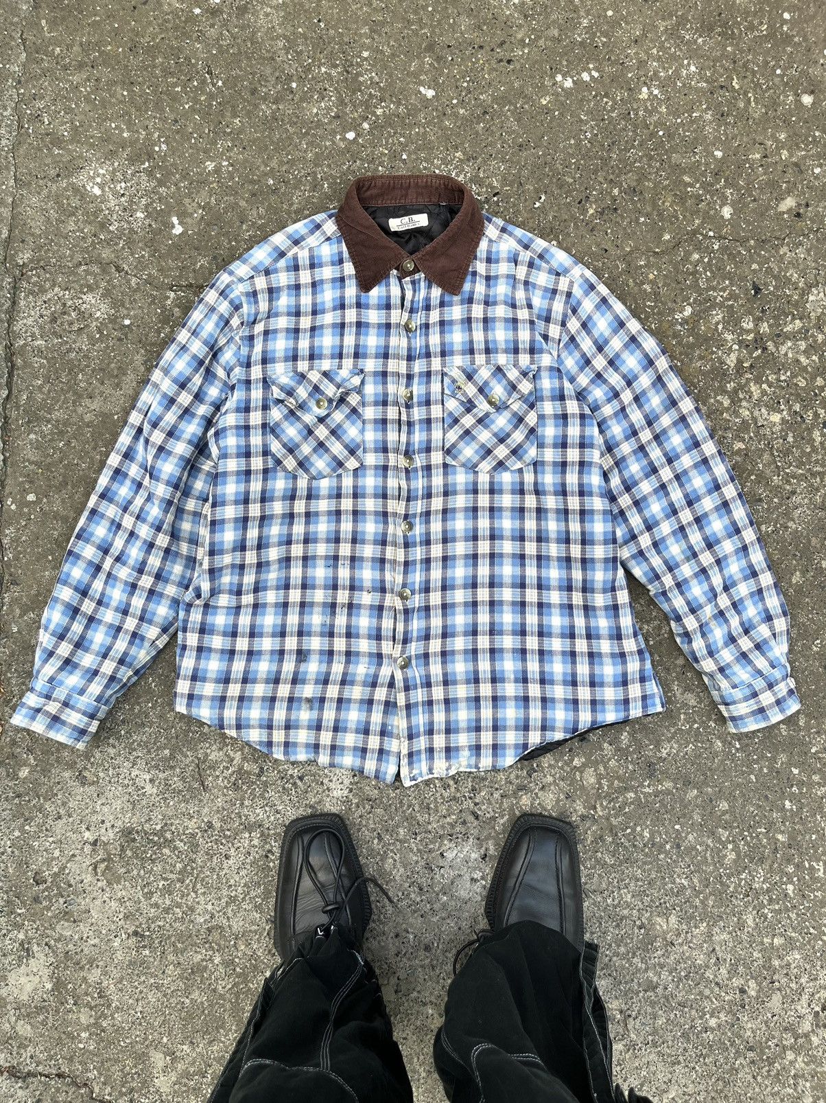 Flannel Vintage 80s Distressed Flannel Shirt Insulated Quilted Size US L / EU 52-54 / 3 - 1 Thumbnail