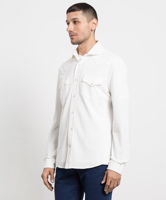 Brunello Cucinelli o1w1db10725 Cotton Leisure Fit Shirt in White Size US XL / EU 56 / 4 - 2 Thumbnail