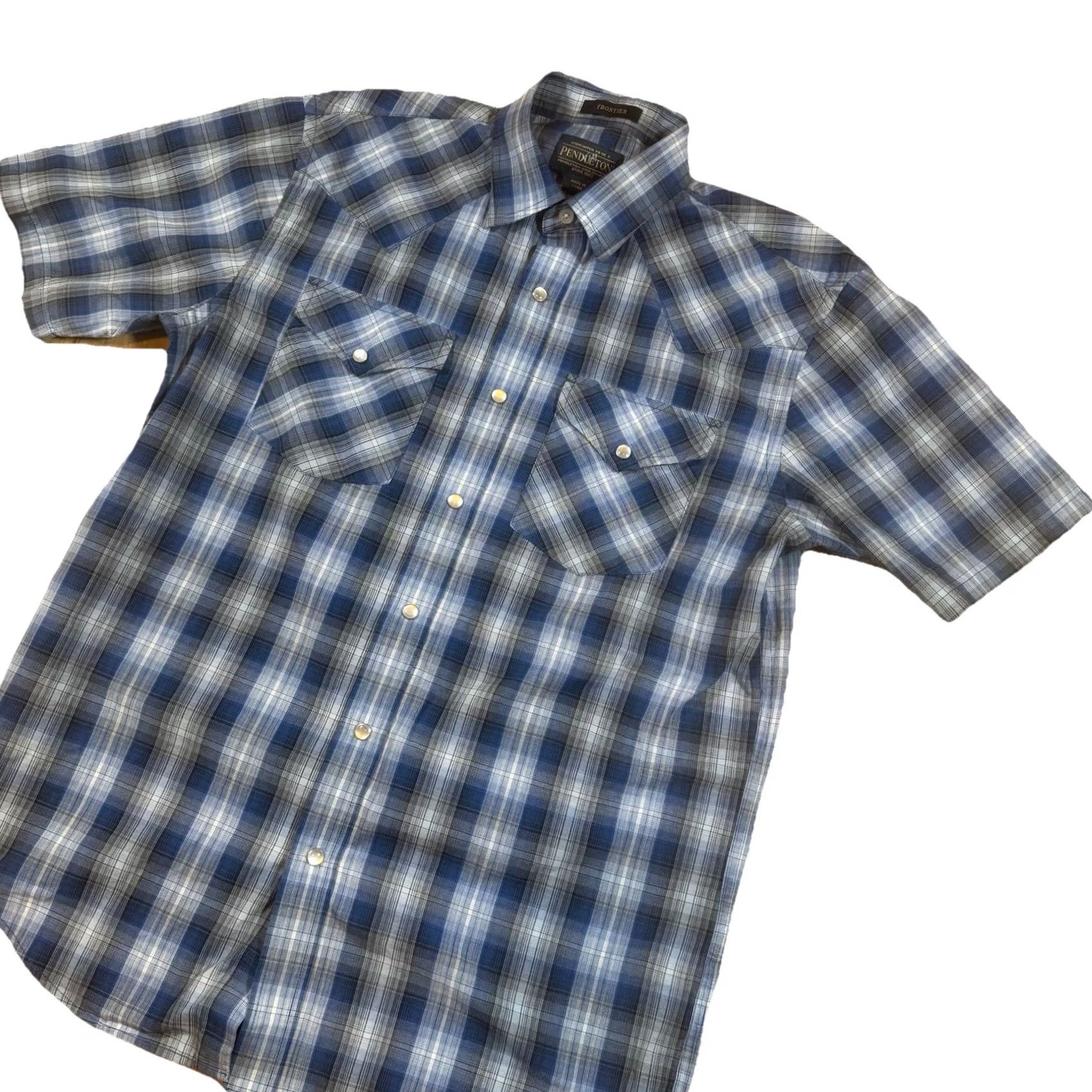 Pendleton Pendleton Western Shirt Mens Small Blue Plaid Pearl Snap Button-Down Shirt Size US S / EU 44-46 / 1 - 2 Thumbnail