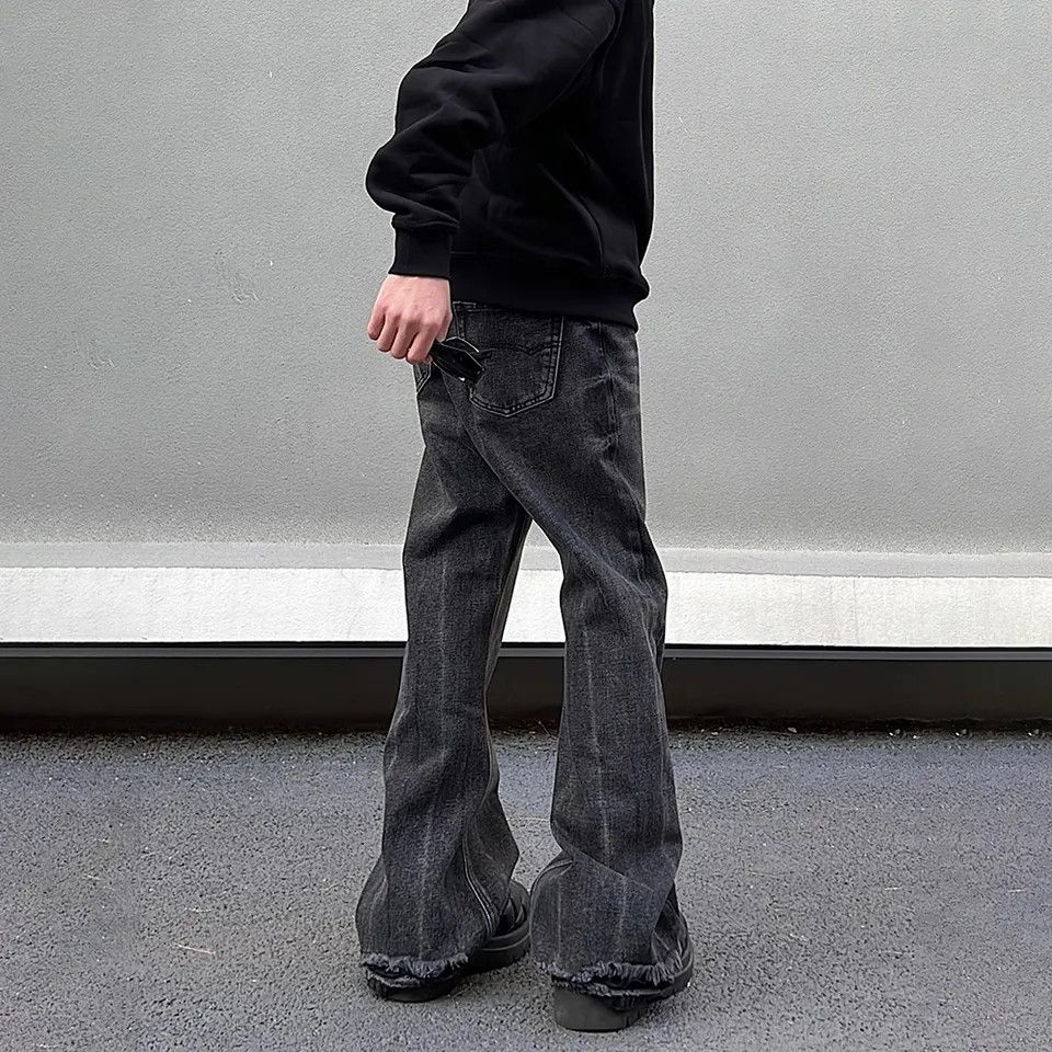 Designer × Japanese Brand × Jean Loose Straight-leg Flared Black Jeans Size US 28 / EU 44 - 2 Thumbnail