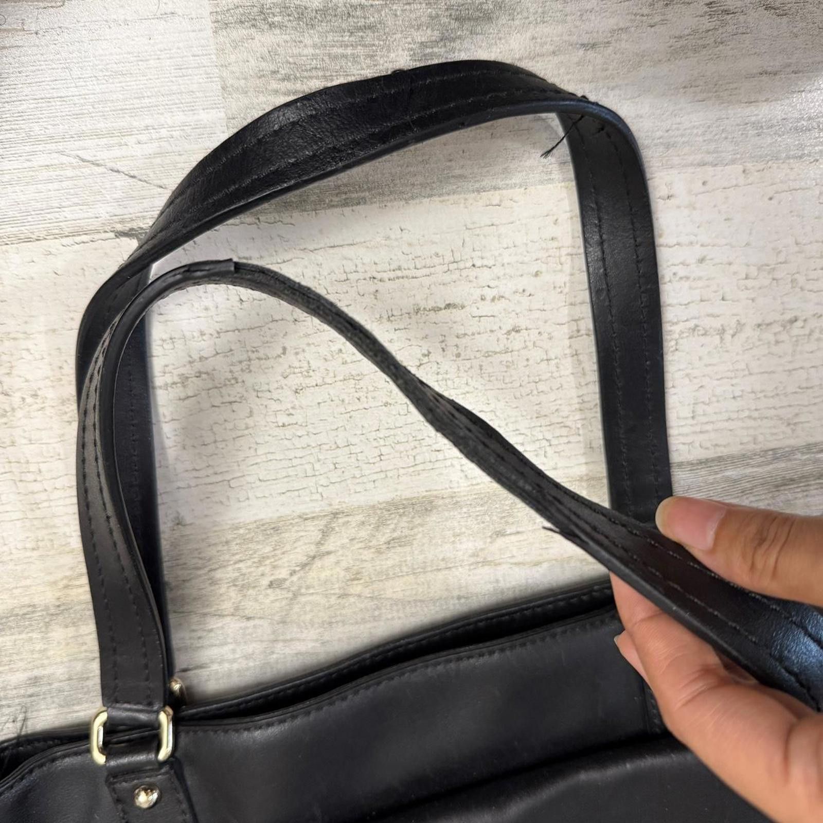 Designer Kate Spade Expandable Large Black Leather Tote Shoulder Bag Size ONE SIZE - 8 Thumbnail