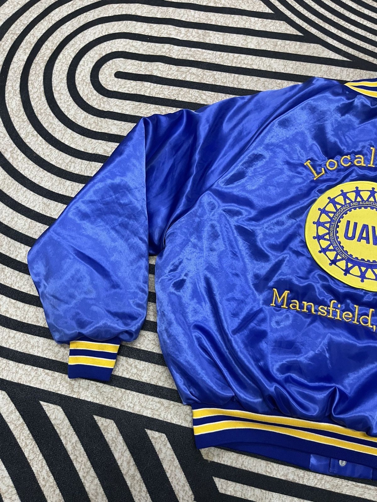 Vintage 80s UNION LOCAL UAW 148 AEROSPACE SATIN BOMBER JACKET XL Size US XL / EU 56 / 4 - 17 Thumbnail