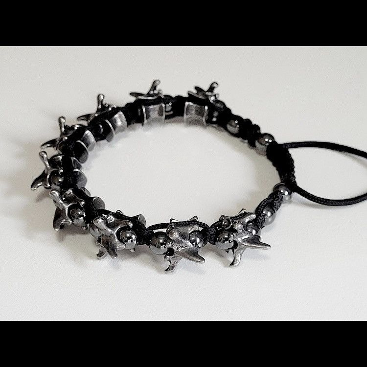 Other gothic vertebrae hematite beaded cord bracelet Size ONE SIZE - 7 Thumbnail