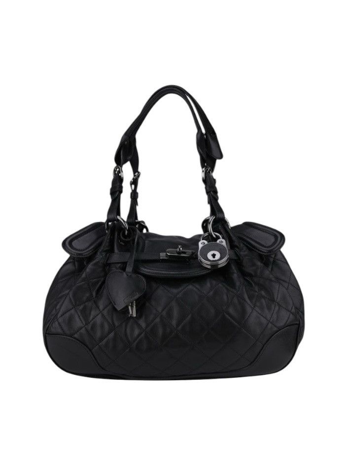Designer × Moschino y2k moschino black leather shoulder bag opium Size ONE SIZE - 1 Thumbnail