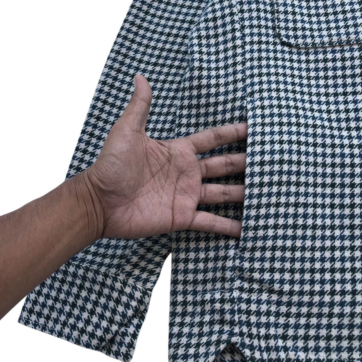 Zara ZARA Green and Beige Houndstooth Shirt Jacket Size US L / EU 52-54 / 3 - 9 Thumbnail