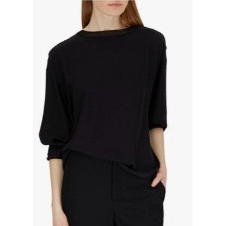 Vince Vince Rib Trim Boat Neck Long Sleeve Top Japanese Fabric Bla Size M / US 6-8 / IT 42-44 - 1 Thumbnail
